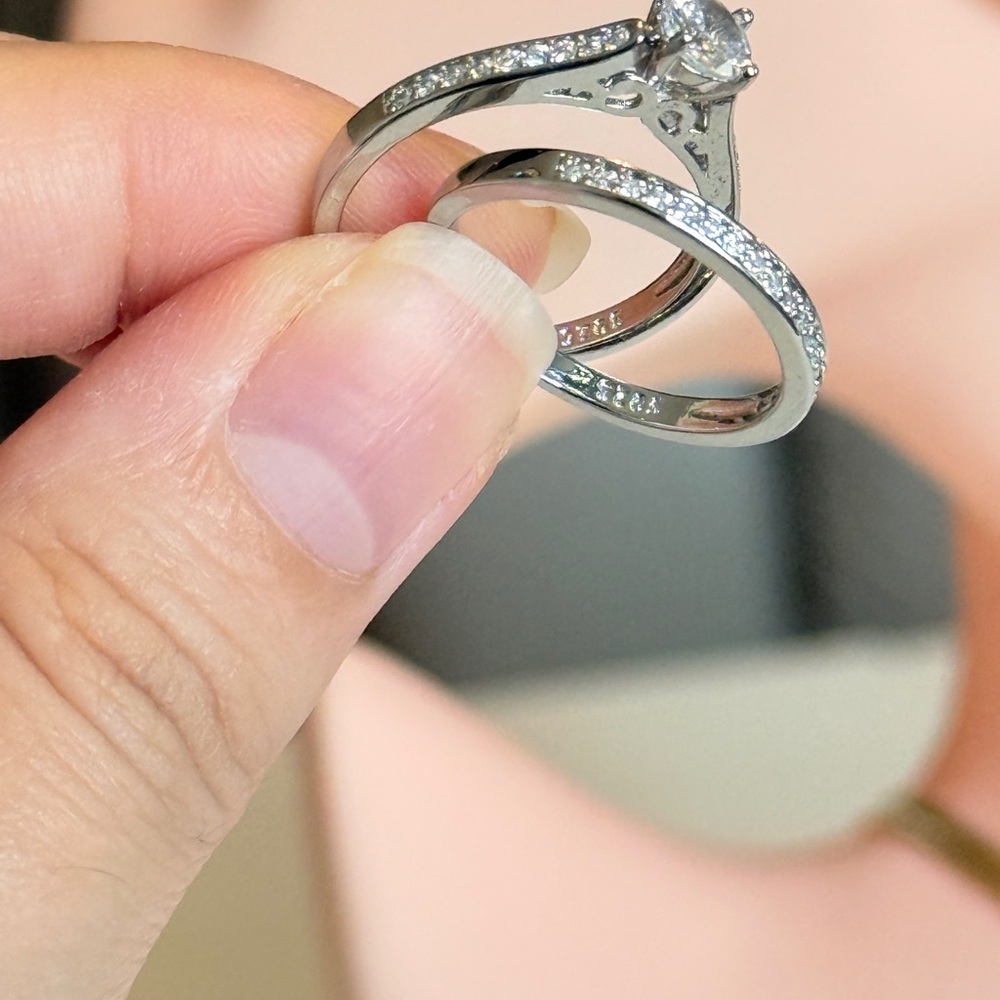 S925 Silver Cubic Zirconia Ring Set - Picture 6 of 7